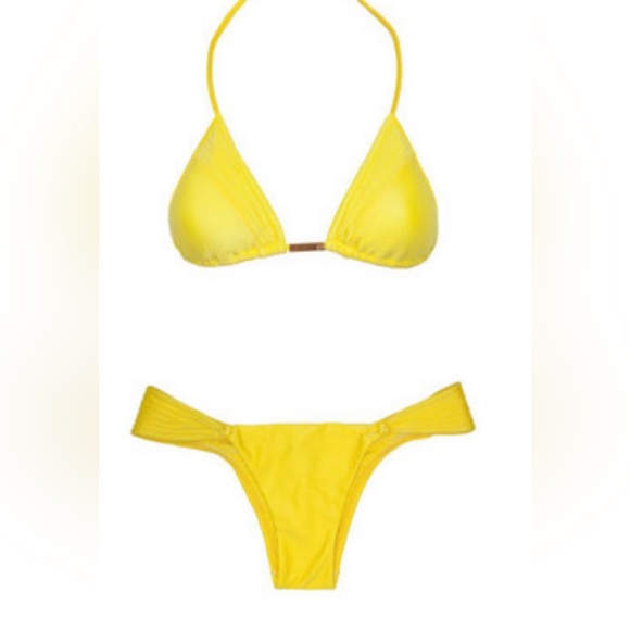 Vix Other - VIX SWIMWEAR SOLID YELLOW MATELASSE BIKINI SET SIZE LARGE (6-8) NWT